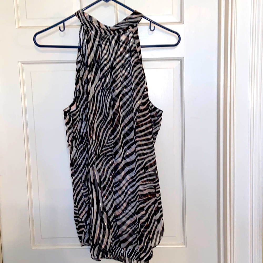 White House Black Market Zebra Halter Tunic